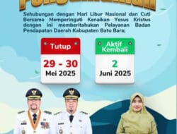 Bapenda Batu Bara Tutup Sementara Selama Libur Nasional dan Cuti Bersama