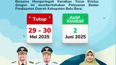 Bapenda Batu Bara Tutup Sementara Selama Libur Nasional dan Cuti Bersama