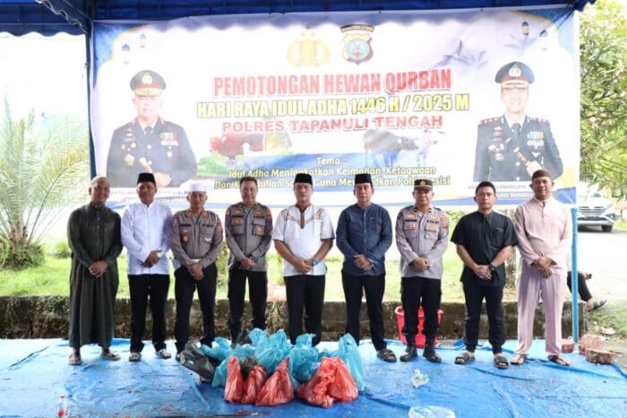 Polres Tapteng Sembelih 7 Ekor Hewan Kurban