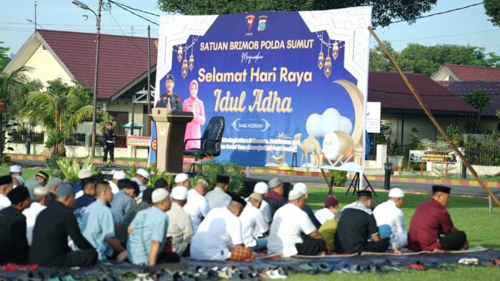 Brimob Polda Sumut Rayakan Iduladha Bersama Masyarakat dan Siapkan Penyembelihan Hewan Kurban