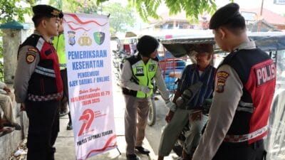 Polres Tapteng Laksanakan Pemeriksaan Kesehatan Gratis Kepada Pengemudi Betor