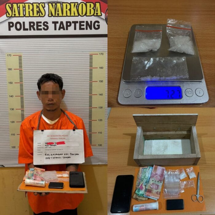Sat Narkoba Tapteng Bekuk Pengedar Sabu di Kalangan, Barang Bukti 7,27 Gram Diamankan