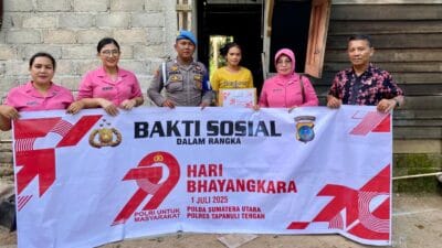 Sambut Hari Bhayangkara Ke-79, Polres Tapteng Bagikan Bantuan Sosial Kepada Masyarakat