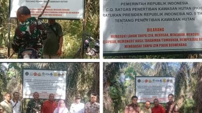 Satgas PKH Pasang Plang di PT Putra Lika Perkasa Kelurahan Langga Payung