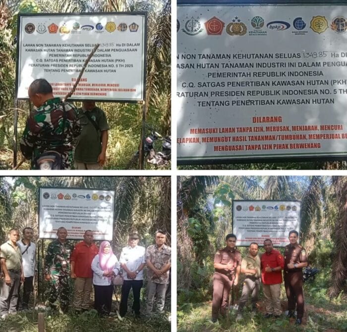 Satgas PKH Pasang Plang di PT Putra Lika Perkasa Kelurahan Langga Payung