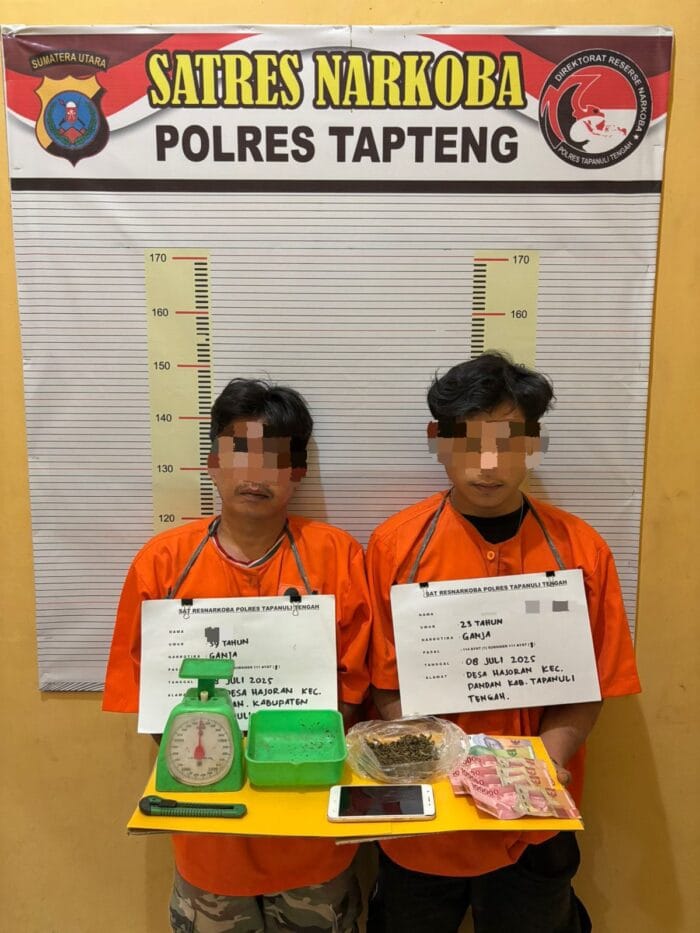 Satres Narkoba Polres Tapteng Amankan Dua Pengedar Ganja di Hajoran