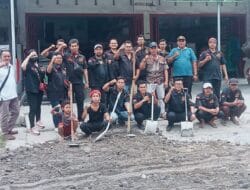 Muspika Namorambe dan PAC GRIB Jaya Gelar Gotong Royong Tutup Jalan Berlubang 