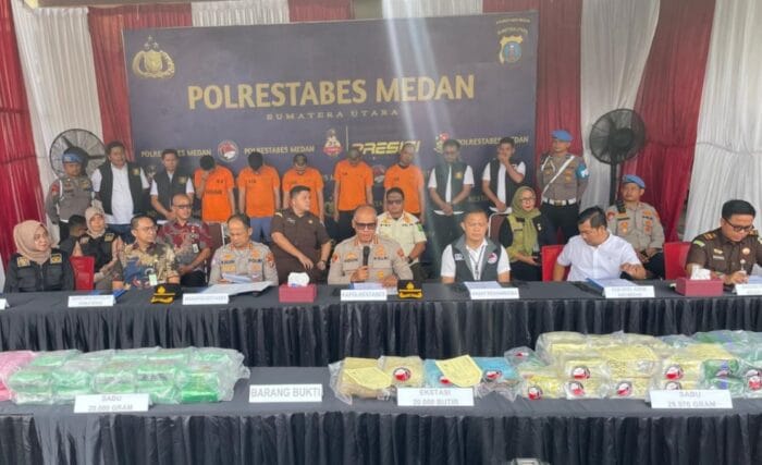 Polrestabes Medan Musnahkan Sabu Seberat 20 Kg dan 59.750 Butir Pil Ekstasi