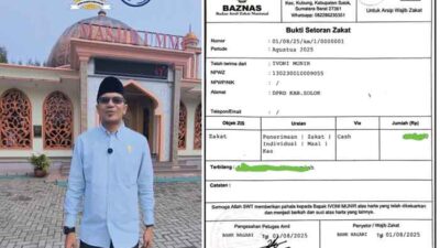 Ketua DPRD Ivoni Munir Salurkan Zakatnya ke Lembaga Resmi Baznas Solok