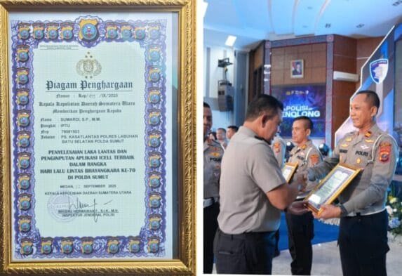 Ps Kasat Lantas Polres Labusel Raih Penghargaan dari Kapolda Sumut