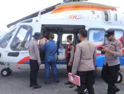 Helikopter Polda Sumut Kembali Distribusikan Bantuan Logistik