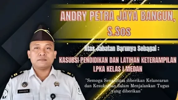 Andry Petra Jaya Bangun Resmi Dilantik Sebagai Kasubsi Pendidikan dan Latihan Keterampilan LPKA Kelas I Medan