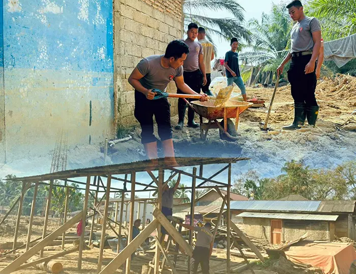 Brimob Sumut Terus Dampingi Warga, Pembersihan Rumah dan Masjid Capai Progres Signifikan