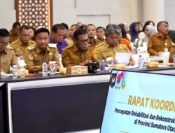 Bupati Tapteng Hadiri Rapat Koordinasi Percepatan Rahabilitasi Pascabencana Sumut