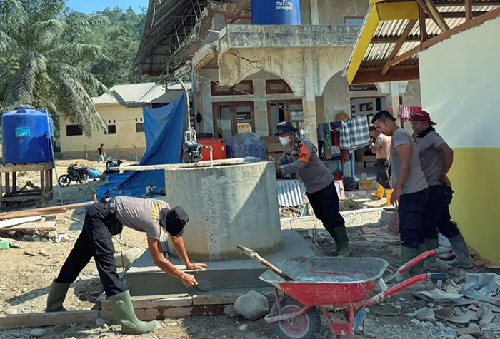 Gotong Royong Brimob Polda Sumut, Rumah Warga dan Sumur Masjid Aek Ngadol Mulai Pulih