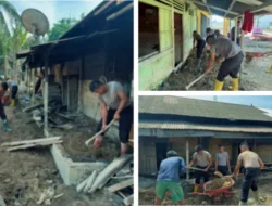 Polda Sumut Bantu Warga Bersihkan Rumah dari Lumpur Secara Bertahap