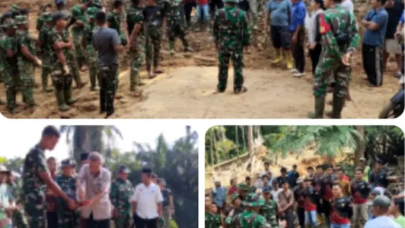 TNI Bersama Warga Bangun Jembatan Bailey Perdana di Parjalihotan Pinangsori