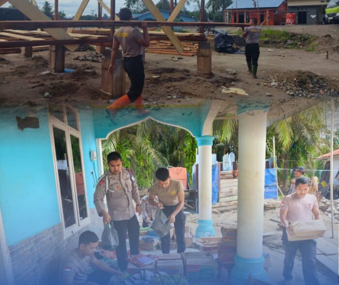 Brimob Batalyon C Bergerak Bersama Warga: Bangun Huntara dan Siapkan Bantuan Sembako