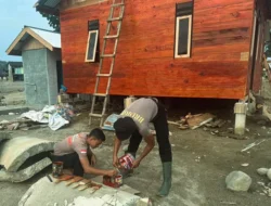 Brimob Sumut Hadir Sampai Tuntas, Huntara Dicat dan Saluran Air Warga Dibenahi