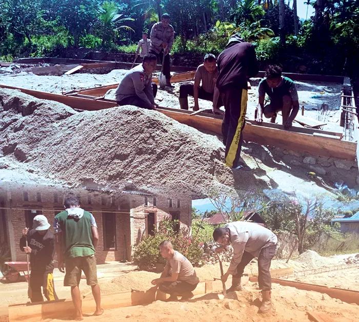 Gotong Royong di Tengah Pemulihan, Brimob Bangun Rumah Korban Banjir Bersama Warga