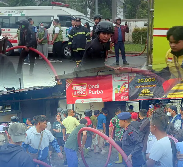 Gerak Cepat Brimob Polda Sumut Bantu Padamkan Kebakaran di Pematangsiantar