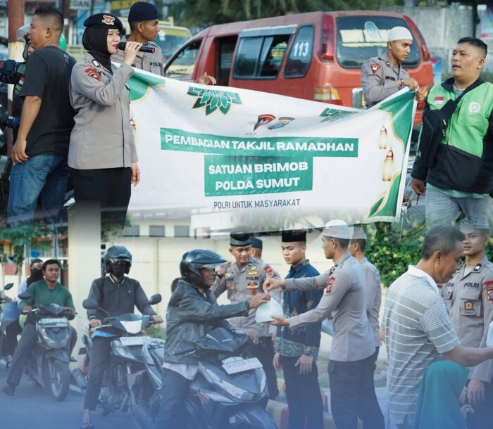 Brimob Polda Sumut Berbagi Berkah Ramadan, 200 Takjil Dibagikan untuk Pengendara di Sekitar Mako K.E. Lumi