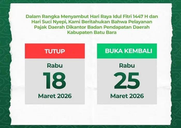 Pengumuman Penutupan Layanan Bapenda Kabupaten Batu Bara