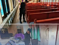 Hadir Beri Rasa Tenang, Tim Gegana Sterilisasi Gereja di Lubuk Pakam