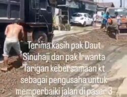 Tiga Pengusaha Namorambe Berkolaborasi Perbaiki Jalan Berlubang