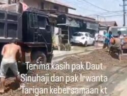 Tiga Pengusaha Namorambe Berkolaborasi Perbaiki Jalan Berlubang