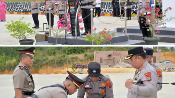 Kapolres Labusel Pimpin Sertijab Kabag, Kasat dan Kapolsek