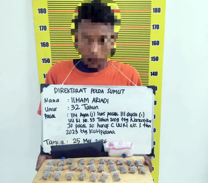 Menunggu Pembeli di Rumah, Pengedar 27 Paket Ganja Siap Edar di Medan Denai Ditangkap Polisi