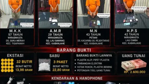 Satresnarkoba Polres Karo Bongkar 4 Kasus Narkotika Beruntun