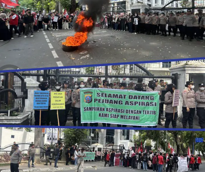 Satuan Brimob Polda Sumut Siaga Humanis di Kantor DPRD Medan