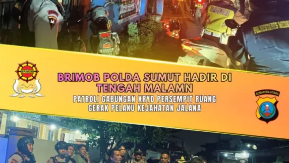 Brimob Polda Sumut Patroli Gabungan KRYD Malam untuk Persempit Ruang Gerak Pelaku Kejahatan Jalanan