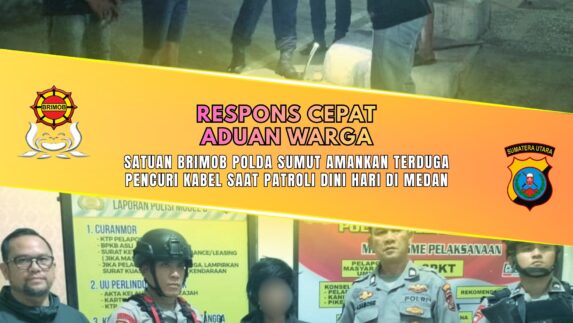 Brimob Polda Sumut Amankan Terduga Pencuri Kabel Saat Patroli Dini Hari
