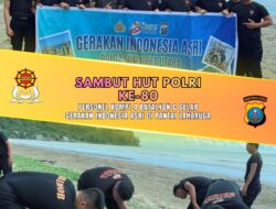 Sambut HUT Polri ke-80, Personel Kompi 4 Batalyon C Gelar Gerakan Indonesia Asri di Pantai Laharuga