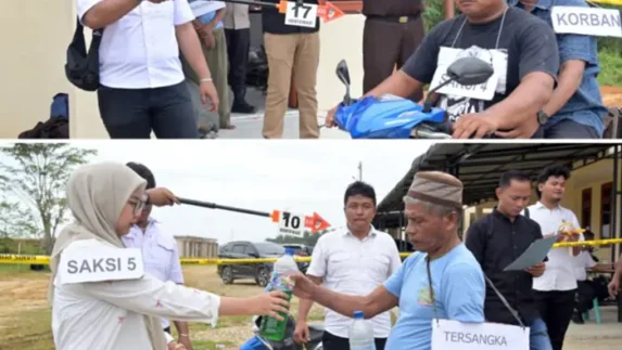 Satreskrim Polres Labusel Gelar Rekonstruksi Kasus Tewasnya Wanri Tambak di Hutagodang