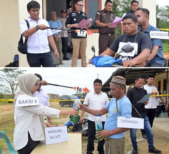 Satreskrim Polres Labusel Gelar Rekonstruksi Kasus Tewasnya Wanri Tambak di Hutagodang