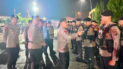 Kapolres Pelabuhan Belawan Pimpin Apel Patroli KRYD Skala Besar Antisipasi 3C