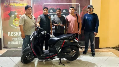 Cek TKP Pencurian Sepeda Motor Kunci Lengket