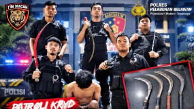 Tim Macan Polres Pelabuhan Belawan Amankan Pemuda Diduga Hendak Tawuran, Sita 4 Celurit