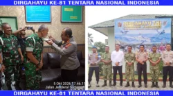 HUT ke-81 TNI, Polsek Jajaran Polres Labusel Sambangi Koramil dan Subdenpom