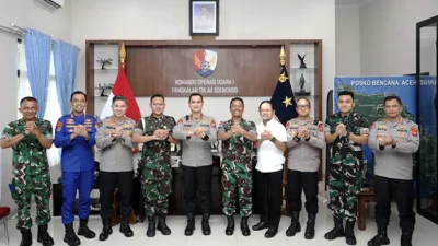 Kapolda Sumut Sonny Irawan Silaturahmi dengan Danlanud Soewondo Marsma TNI Tiopan Hutapea