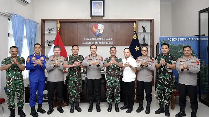 Kapolda Sumut Sonny Irawan Silaturahmi dengan Danlanud Soewondo Marsma TNI Tiopan Hutapea