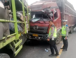 Tabrakan Beruntun Tiga Truk Terjadi di Jalinsum Asam Jawa